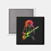 Skeleton Graphic T-Shirt Playing Gitarre Rock Band Magnet (Vorderseite/Rückseite)