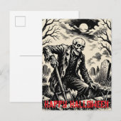 Skeleton Gravedigger Feiertagspostkarte (Vorne/Hinten)