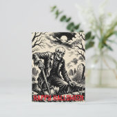 Skeleton Gravedigger Feiertagspostkarte (Stehend Vorderseite)
