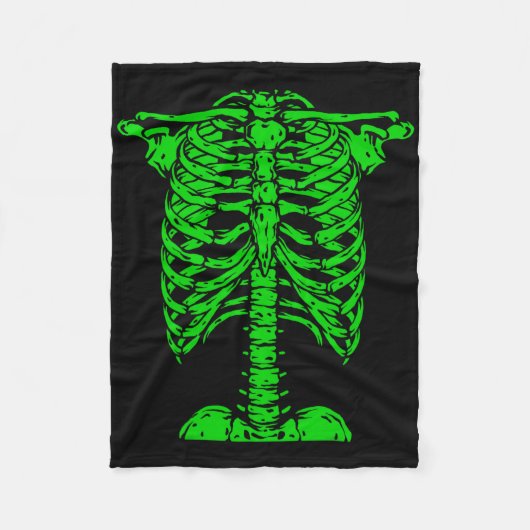 Skeleton Green Rib Käfig Knochen Kostüm Halloween Fleecedecke (Vorderseite)