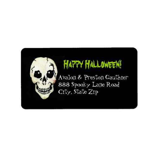 Skeleton Green Spooky Halloween Address Labels Adressaufkleber (Vorne)