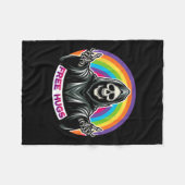 Skeleton Grim Sensenmann Halloween Funny Rainbow F Fleecedecke (Vorderseite (Horizontal))