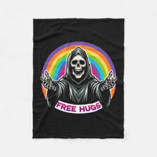 Skeleton Grim Sensenmann Halloween Funny Rainbow F Fleecedecke