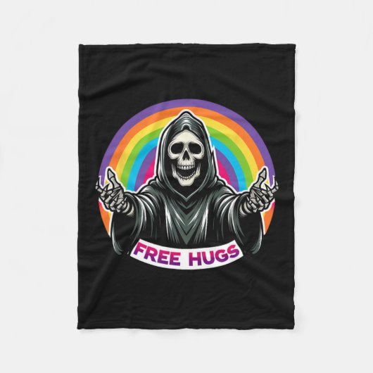 Skeleton Grim Sensenmann Halloween Funny Rainbow F Fleecedecke (Vorderseite)