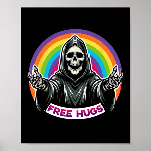 Skeleton Grim Sensenmann Halloween Funny Rainbow F Poster (Vorne)