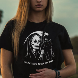 Skeleton Grim Sensenmann Holding Cat Funny Cat Lov T-Shirt