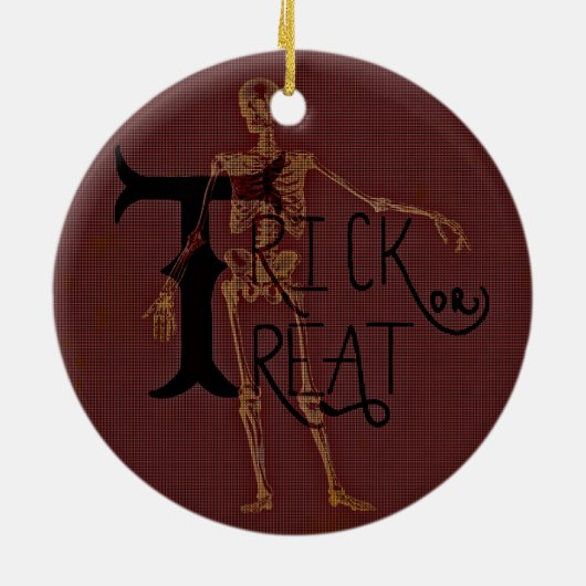 Skeleton grimmige Collage Trick-oder Keramik Ornament (Hinten)