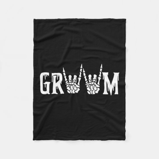 Skeleton Groom Wedding Just Married Spooky Hallowy Fleecedecke (Vorderseite)