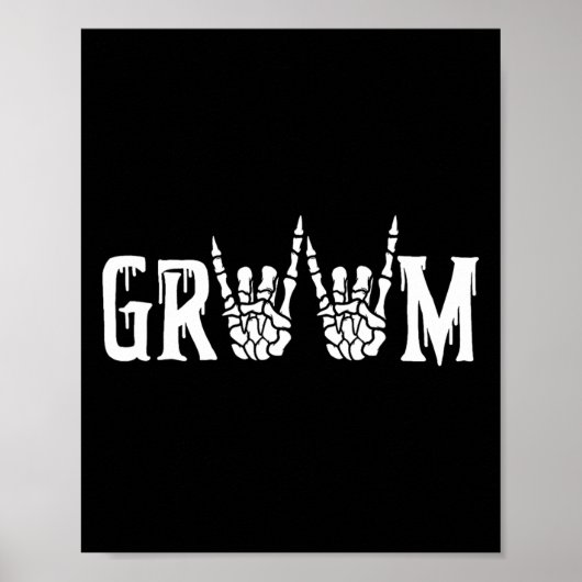 Skeleton Groom Wedding Just Married Spooky Hallowy Poster (Vorne)