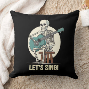Skeleton Guitar - "Lass's Sing!" Musical Skeleton Kissen