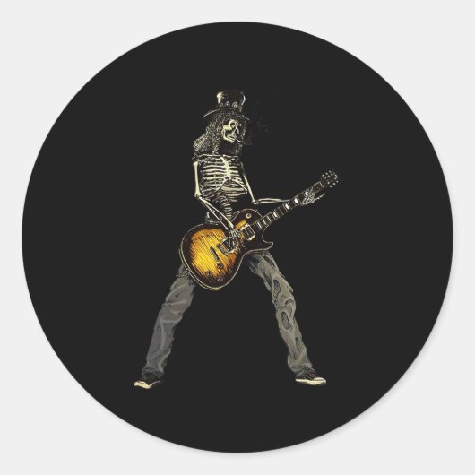 Skeleton Guitar Typ Spooky Happy Halloween Rock Ba Runder Aufkleber (Vorderseite)