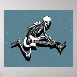 Skeleton Guitarist Jump Poster