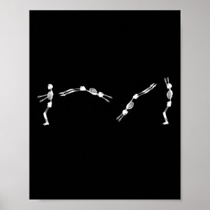 Skeleton Gymnast - Halloween Tumbling Kflip Poster