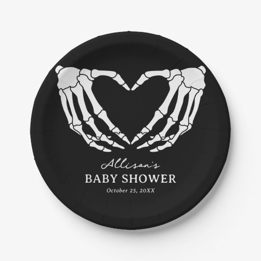 Skeleton Halloween Babydusche Pappteller (Vorderseite)