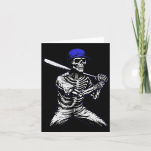 Skeleton Halloween Baseball Player Karte