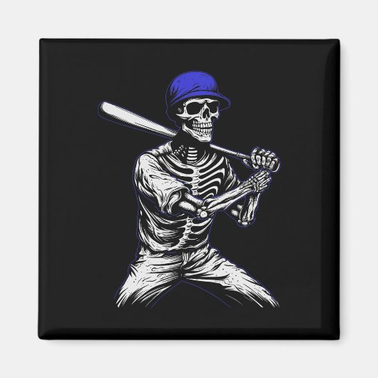 Skeleton Halloween Baseball Player Magnet (Vorne)