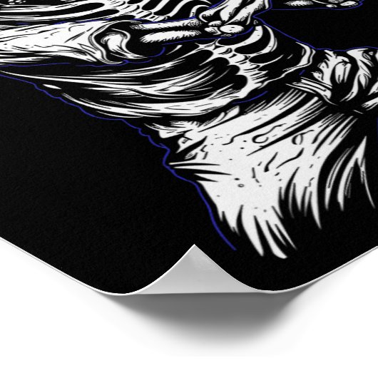 Skeleton Halloween Baseball Player Poster (Ecke)