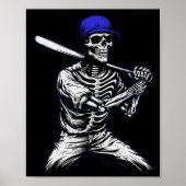Skeleton Halloween Baseball Player Poster (Vorne)