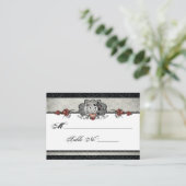 Skeleton Halloween Black & Gray Platzkarte (Stehend Vorderseite)