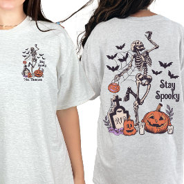 Skeleton Halloween Bleibe Spooky Cool Personalisie T-Shirt
