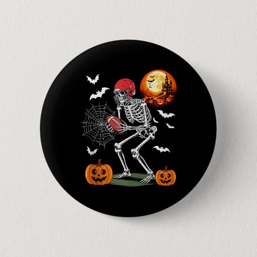 Skeleton Halloween Costume Football Player Matchin Button (Vorderseite)