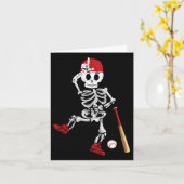 Skeleton Halloween Funny Skelett Baseball spielen Karte (Gelbe Blume)