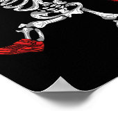 Skeleton Halloween Funny Skelett Baseball spielen Poster (Ecke)