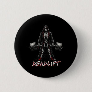 Skeleton Halloween Gym Jokes Weightlift Workout Button