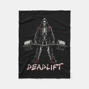 Skeleton Halloween Gym Jokes Weightlift Workout Fleecedecke