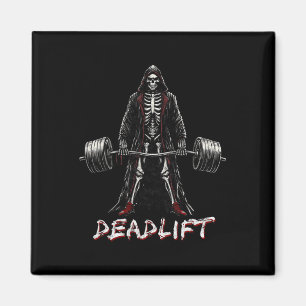 Skeleton Halloween Gym Jokes Weightlift Workout Magnet