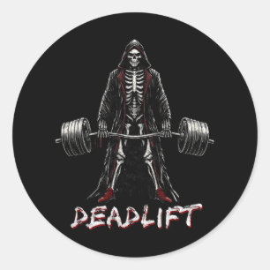 Skeleton Halloween Gym Jokes Weightlift Workout Runder Aufkleber
