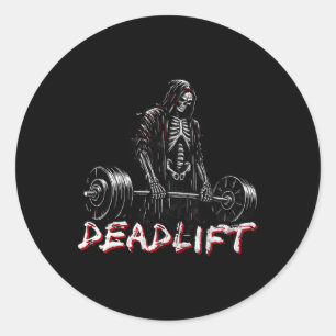 Skeleton Halloween Gym Jokes Weightlift Workout Runder Aufkleber