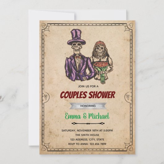 Skeleton halloween Hochzeitsherauseinladung Dankeskarte (Vorderseite)