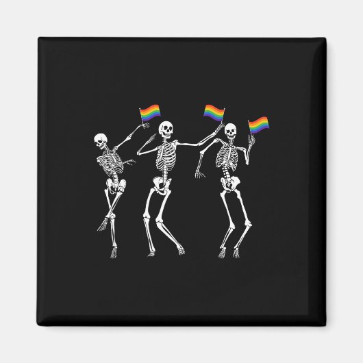 Skeleton Halloween Lgbt Flag Skeleton Gay Pride Mo Magnet (Vorne)