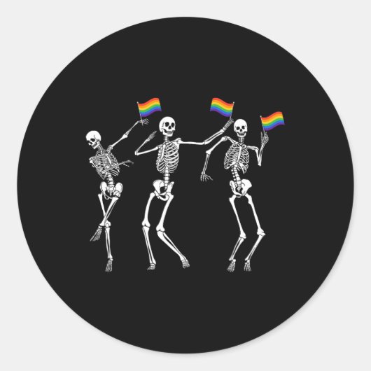 Skeleton Halloween Lgbt Flag Skeleton Gay Pride Mo Runder Aufkleber (Vorderseite)