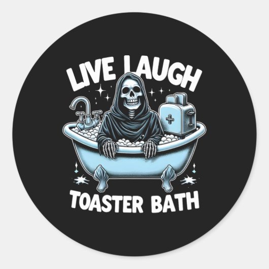 Skeleton Halloween Live-Lagh Toaster Bath Design Runder Aufkleber (Vorderseite)