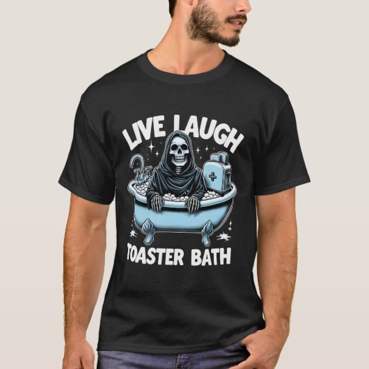 Skeleton Halloween Live-Lagh Toaster Bath Design T-Shirt (Vorderseite)