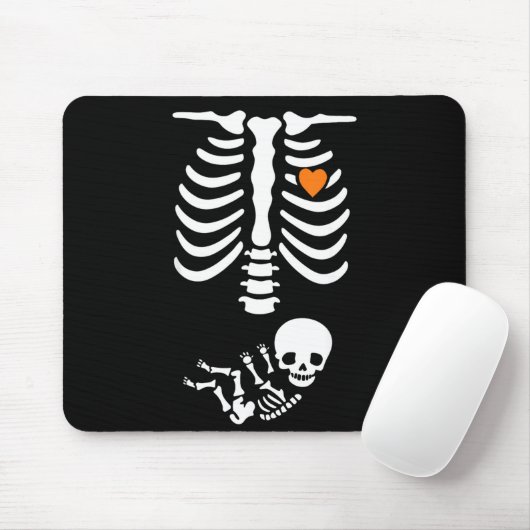 Skeleton Halloween Maternity Funny Pregnancy 2025 Mousepad (Mit Mouse)