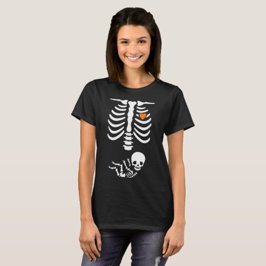 Skeleton Halloween Maternity Funny Pregnancy 2025 T-Shirt (Vorne ganz)
