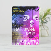 Skeleton Halloween-Party Freaky Night Einladung (Stehend Vorderseite)