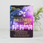 Skeleton Halloween-Party Freaky Night Einladung (Stehend Vorderseite)