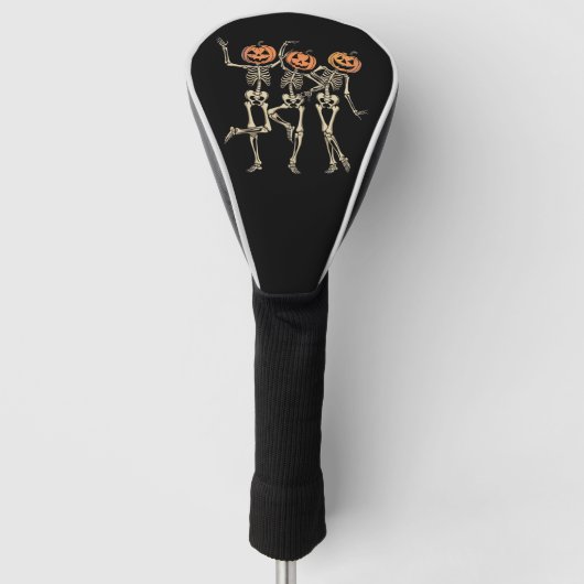 Skeleton Halloween Pumpkin Fall Spooky Jahreszeit Golf Headcover (Vorderseite)