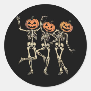 Skeleton Halloween Pumpkin Fall Spooky Jahreszeit Runder Aufkleber