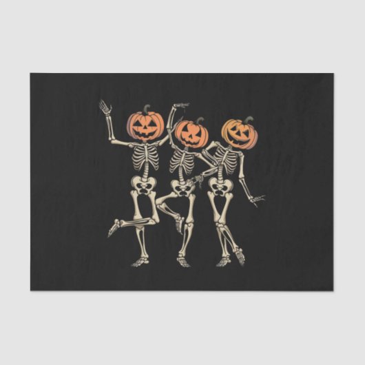 Skeleton Halloween Pumpkin Fall Spooky Jahreszeit Seidenpapier (Vorderseite)