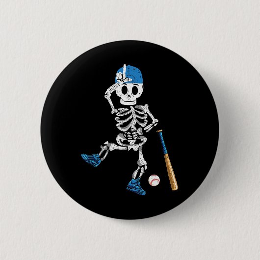 Skeleton Halloween Vintag Baseball Playing Button (Vorderseite)