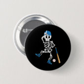 Skeleton Halloween Vintag Baseball Playing Button (Vorne & Hinten)