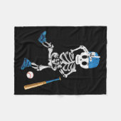 Skeleton Halloween Vintag Baseball Playing Fleecedecke (Vorderseite (Horizontal))