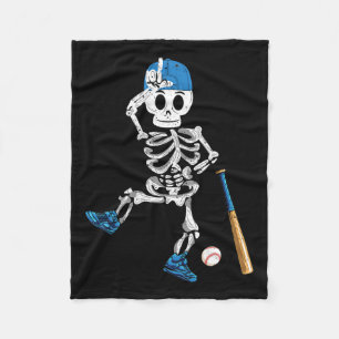 Skeleton Halloween Vintag Baseball Playing Fleecedecke