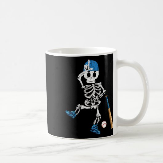Skeleton Halloween Vintag Baseball Playing Kaffeetasse (Rechts)