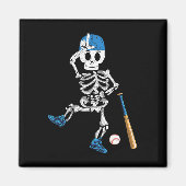 Skeleton Halloween Vintag Baseball Playing Magnet (Vorne)